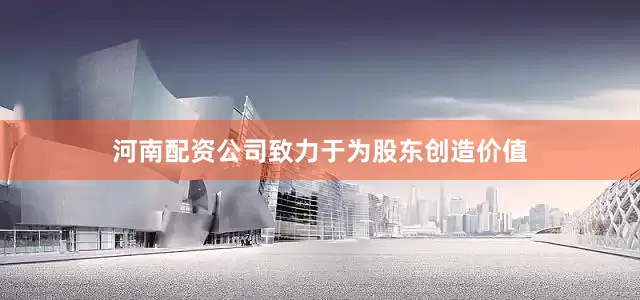 河南配资公司致力于为股东创造价值